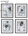 Tangled Threads - Abstract Framed Prints (Set of 4) - Pearl Silver