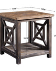 Spiro - Reclaimed Wood End Table - Light Brown & Dark Gray