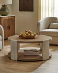 Maulet - Round Coffee Table - Off-White / Oak