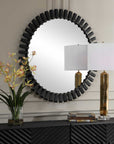 Jael - Round Iron Bands Mirror - Black