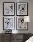 Tangled Threads - Abstract Framed Prints (Set of 4) - Pearl Silver