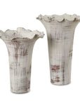 Ruffled Petal - White Vases (Set of 2)