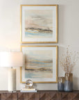 So Golden - Abstract Landscape Prints (Set of 2) - Black / Blue / Brass / Gold / Gray / Pink / White