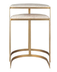 Lindon - Travertine Nesting Tables Set - Gold / White