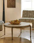 Tylan - Round Marble Coffee Table - Brass / White