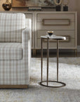Mercier - Round Marble Accent Table - Brass / White