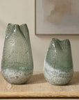 Chianti - Seeded Glass Vases (Set of 2) - Blue / Green