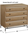 Millard - Curved 4 Drawer Chest - Woodtone