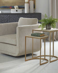 Lindon - Travertine Nesting Tables Set - Gold / White