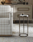 Mercier - Round Marble Accent Table - Brass / White