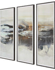Graphite - Horizon Framed Prints (Set of 3) - Pearl Silver