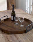 Reine - Round Wooden Tray - Dark Brown