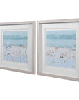 Sea Glass Sandbar - Framed Prints (Set of 2) - Light Blue
