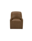 Maisie - Rolling Dining Chair - Tan Leather