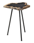 Mircea - Petrified Wood Accent Table - Black & Light Brown
