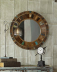 Jeremiah - Round Wood Mirror - Light Brown