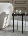 Kennington - Round Glass Accent Table - Black / Brass / Bronze
