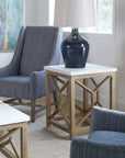 Catali - Stone End Table - White & Light Brown