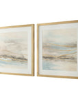 So Golden - Abstract Landscape Prints (Set of 2) - Black / Blue / Brass / Gold / Gray / Pink / White
