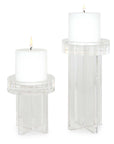 Crystal - Pillar Candleholders (Set of 2) - Silver