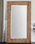 Demetria - Oversized Wooden Mirror - Light Brown
