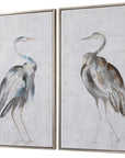 Summer Birds - Framed Art (Set of 2) - Pearl Silver