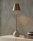Jaycee - Dark Travertine Buffet Lamp - Brass / Gold / Gray
