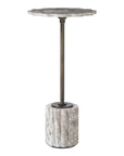 Lana - Scalloped Marble Drink Table - Bronze / White