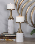 Castiel - Marble Candleholders (Set of 2) - White & Gold