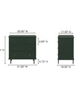 Reagan - 3 Drawer Nightstand - Deep Green