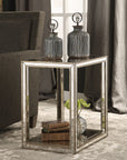 Julie - Mirrored End Table - Pearl Silver