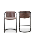 Freeman - Leather Counter Stool (Set of 2) - Grazed Brown
