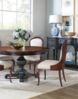 Charleston - Round Pedestal Dining Table With 1-20" leaf - Dark Brown