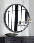 Dandridge - Round Industrial Mirror - Black