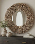 Rossetti - Round Interwoven Wood Mirror - Woodtone