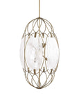 Valencia - 6 Light Glass Panel Pendant - Gold / White