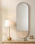 Russo - Travertine Tall Oval Mirror - Bronze / Brown / Gold