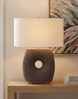 Geno - Concentric Ribbed Table Lamp - Brown