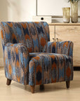 Lainey - Upholstered Ikat Armchair - Blue / Brown / Orange