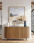 Reese - Pleated 2 Door Cabinet - Woodtone