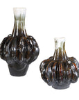 Umbrian - Gourd Vases (Set of 2) - White & Brown