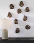 Pebbles - Walnut Wood Wall Décor (Set of 9) - Dark Brown