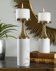 Castiel - Marble Candleholders (Set of 2) - White & Gold