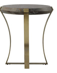 Unite - Brass Leg Wood Side Table - Dark Brown