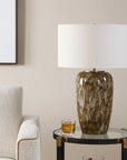Torrence - Glazed Table Lamp - Brown / White