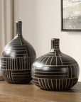 Graphite - Stride Geometric Vases (Set of 2) - Black