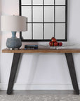 Freddy - Weathered Console Table - Light Brown & Black