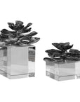 Indian Lotus - Metallic Flowers (Set of 2) - Silver