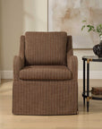 Luisa - Pinstripe Swivel Chair - Brown