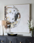 Moon Landing - Hand Painted Abstract Art - Black / Brown / Gold / Gray / White